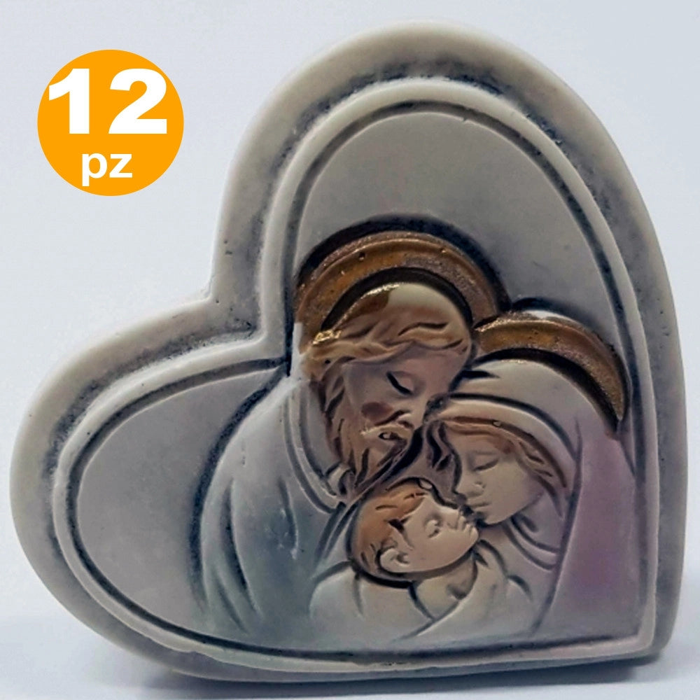 Trade Shop - Set 12 Bomboniere Cuore Nativita' Giuseppe Madonna Bianco Ceramica Soprammobile -