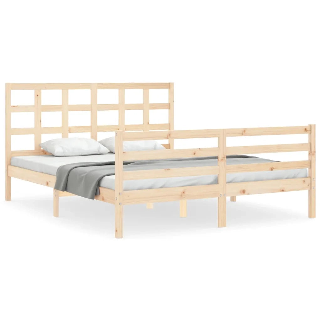 Giroletto con Testiera-Struttura Letto con testiera 160x200 cm in Legno Massello 776663