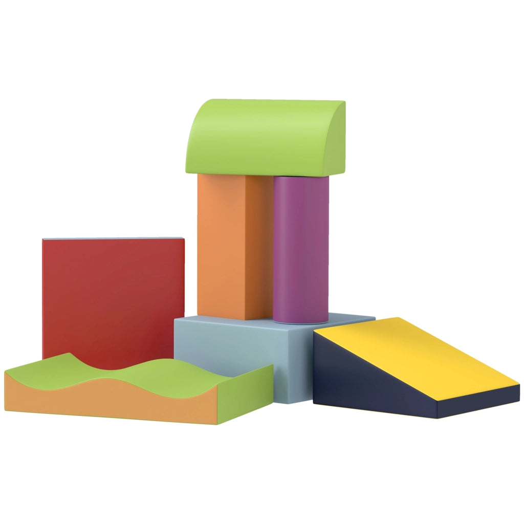 Set 7 Costruzioni Morbide per Bambini da 1-3 Anni in Schiuma e Pelle PU Multicolore