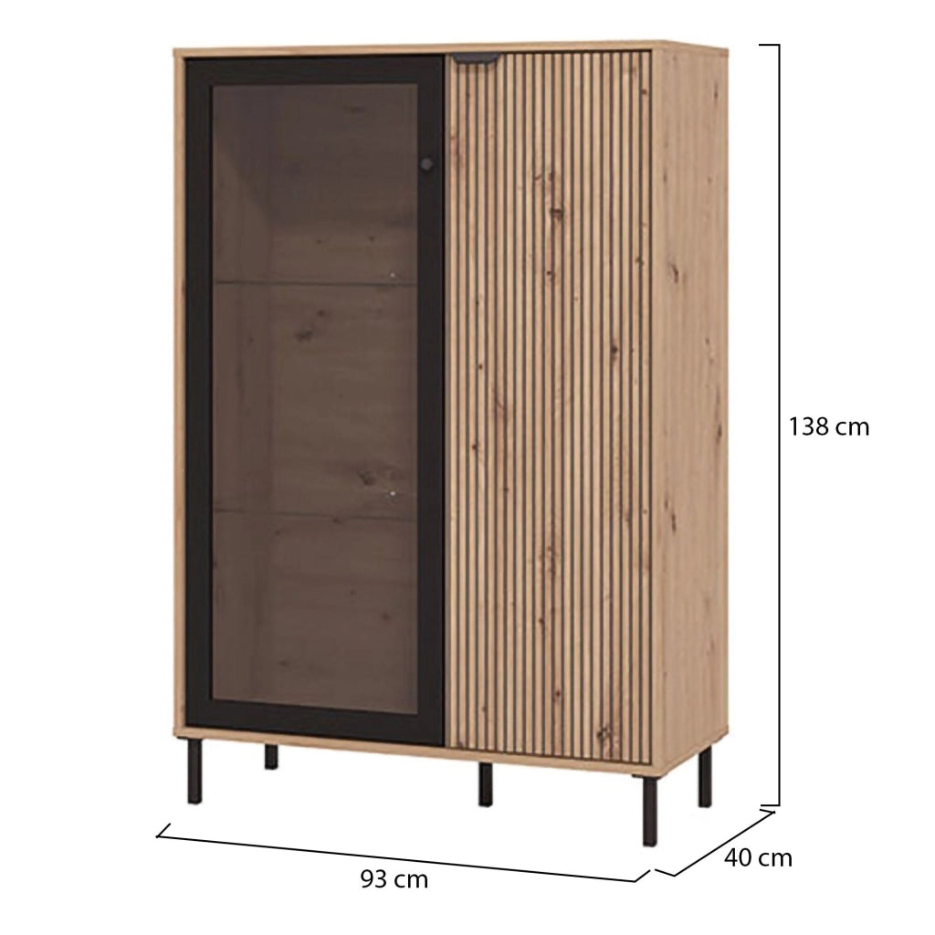 Mobile Espositore Elva, Vetrina 5 Ripiani, 93x40x137.5h cm Marrone Rovere Nodi