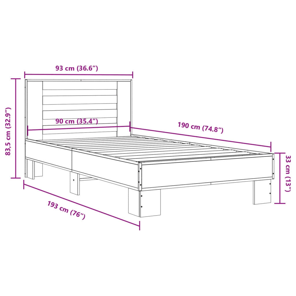 Giroletto Rovere Fumo 90x190 cm in Legno Multistrato e Metallo