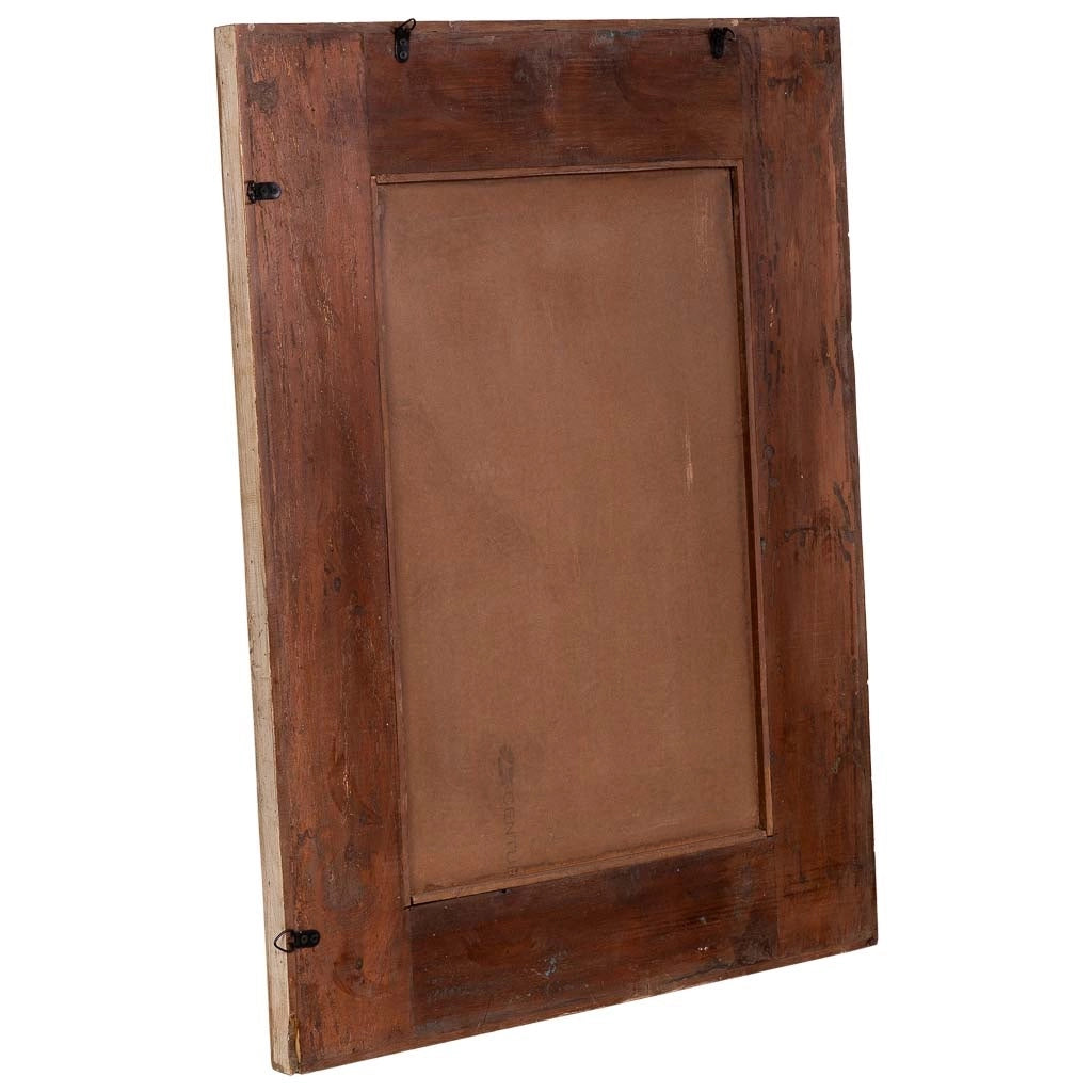 Specchio in legno marrone fatto a mano, 80x4x107h cm
