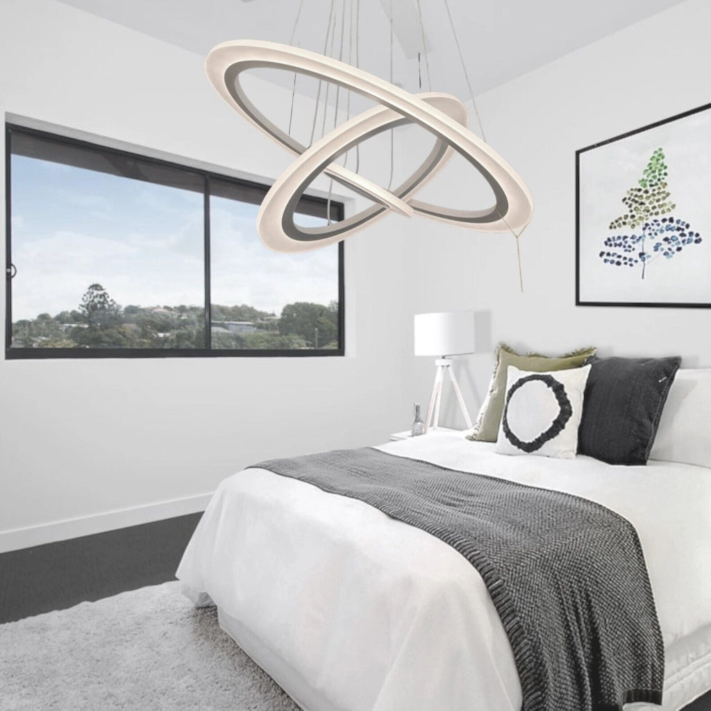 Lampadario Moderno LED a Sospensione 3 cerchi Regolabile Telecomando dimmerabile