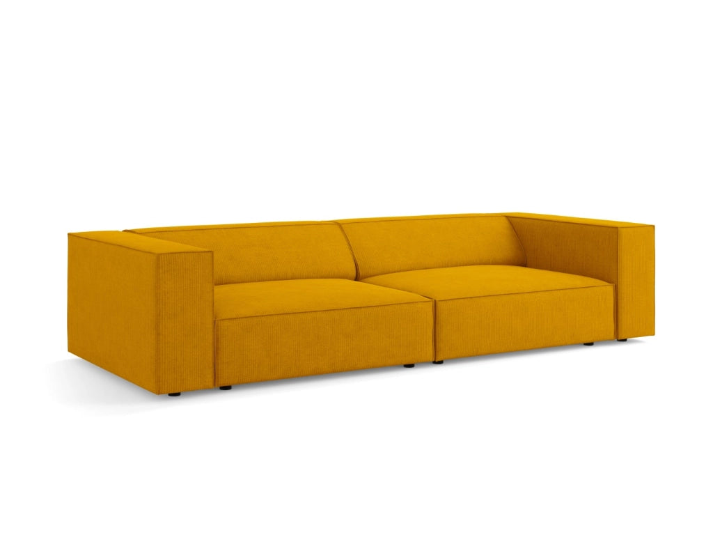 Cosmopolitan Design - Divano "Arendal" 4 posti in ciniglia con effetto a coste senape 