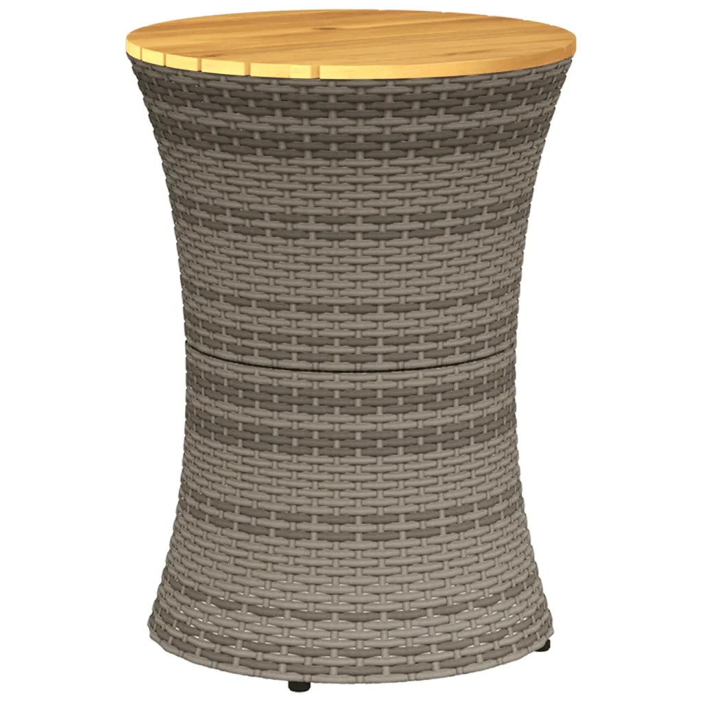 Tavolino Giardino | Tavolino da esterno Forma Tamburo Grigio Polyrattan Massello
