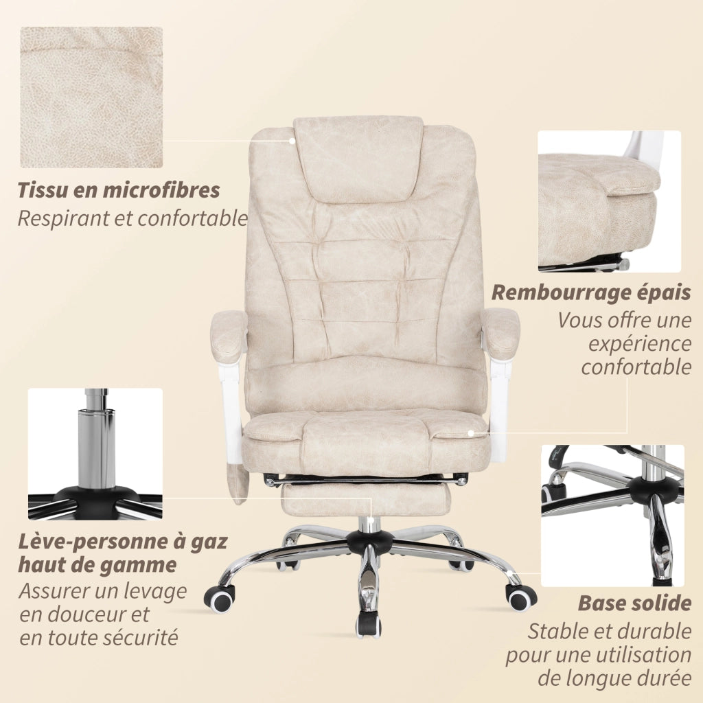 Poltrona massaggiante e riscaldante da ufficio ¨C zephmum ¨C crema 65x70x111-119cm