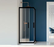 Box Doccia Colorato Cristallo 6 MM Trasparente Apertura Angolare Reversibile Colore Nero - Misura: 70 x 90 x h200 cm 