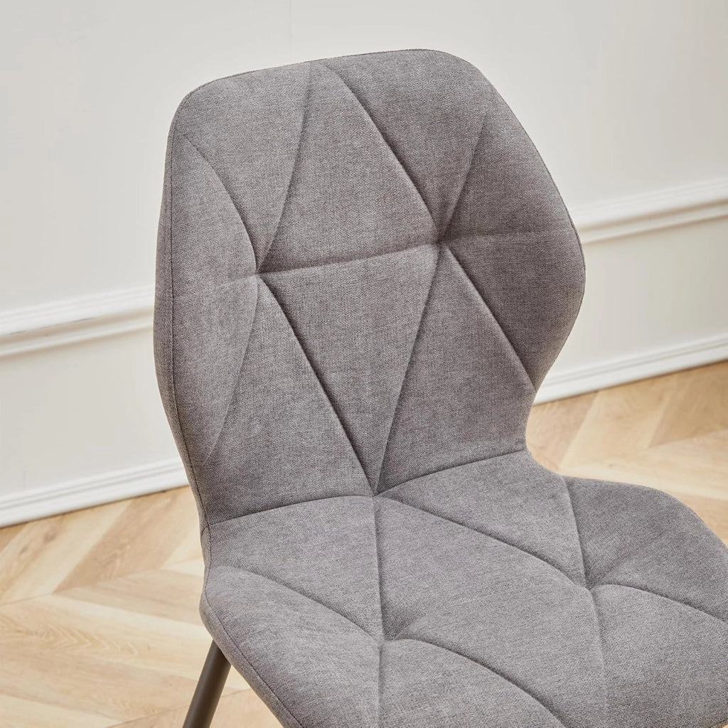 GrandCA HOME Set di 6 Sedie da Pranzo, Sedie da Pranzo Imbottite, Sedie da Cucina Nordiche con Gambe in Metallo, Cuscini in Tessuto a Rombi,Grigio scuro-R