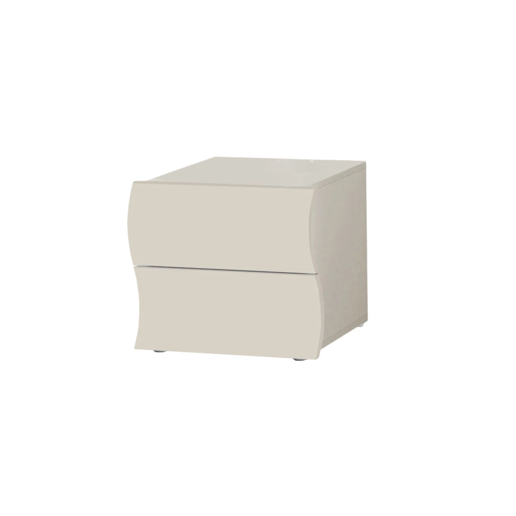 Comodino 2 Cassetti Onda 50x40x41,3 cm Finitura in Melamina Cachemire