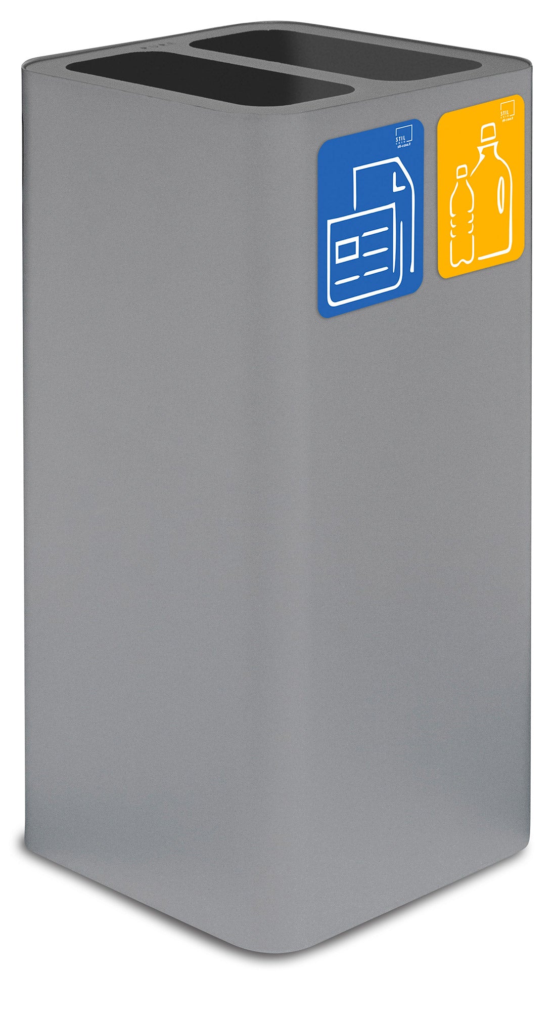 Pattumiera Per Raccolta Rifiuti 38x38xh80 cm In Acciaio Verniciato Cover a 2 Scomparti Grigio