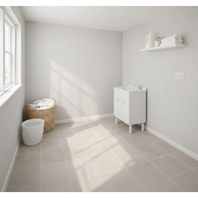 Lavatoio con mobile, lavapanni bianco in nobilitato idrofugo 60x50 cm salvaspazio con vasca in polipropilene  mobile due ante maniglie cromate da interno  Negrari
