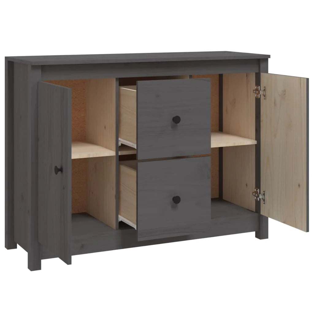 Buffet credenza cassettiera armadio mobile contenitore organizer per cucina soggiorno salotto 100 x 35 x 74 cm legno massello di pino grigio 02_0031764