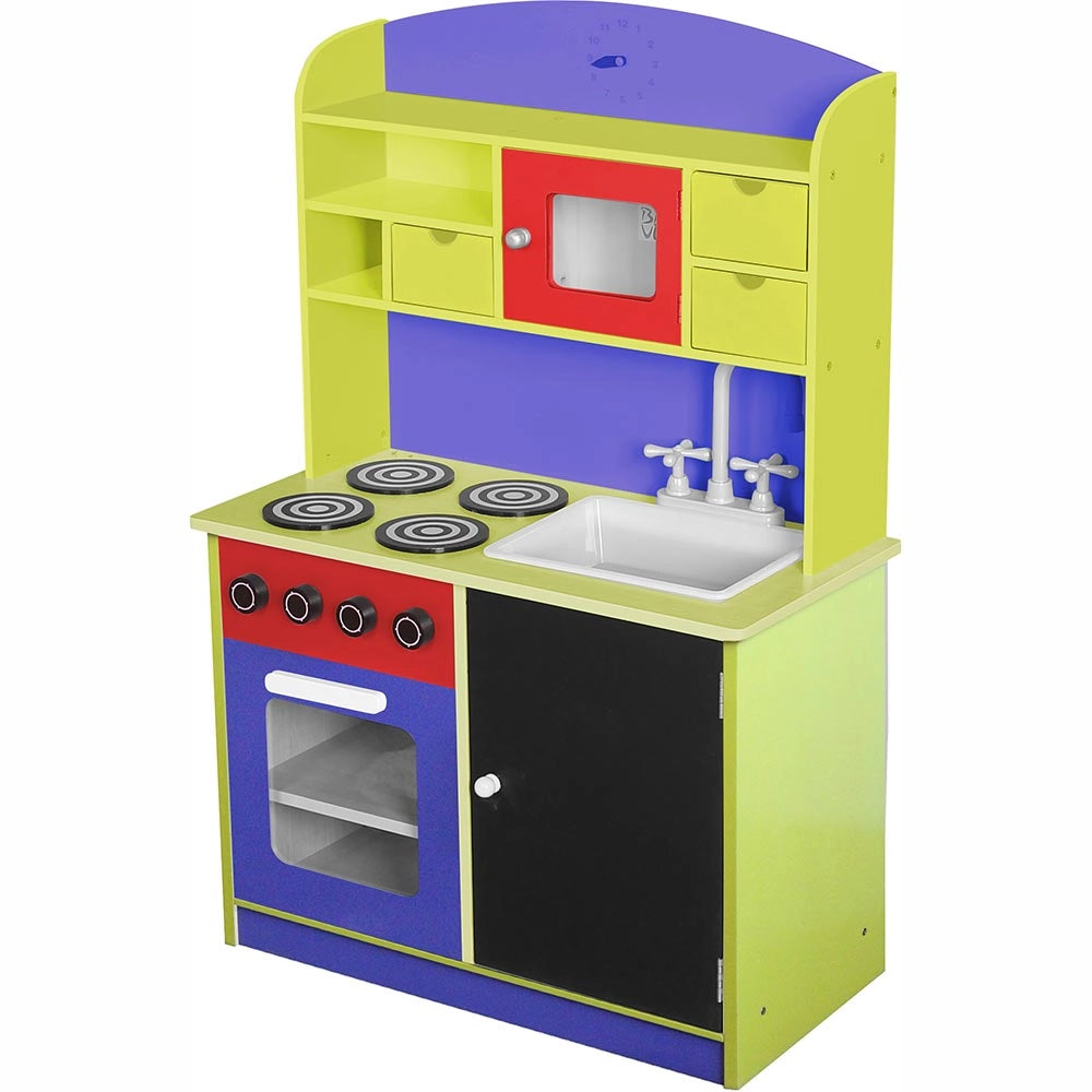 Cucina Legno Giocattolo per Bambini con Anta e Cassetti Lavagna Multicolore