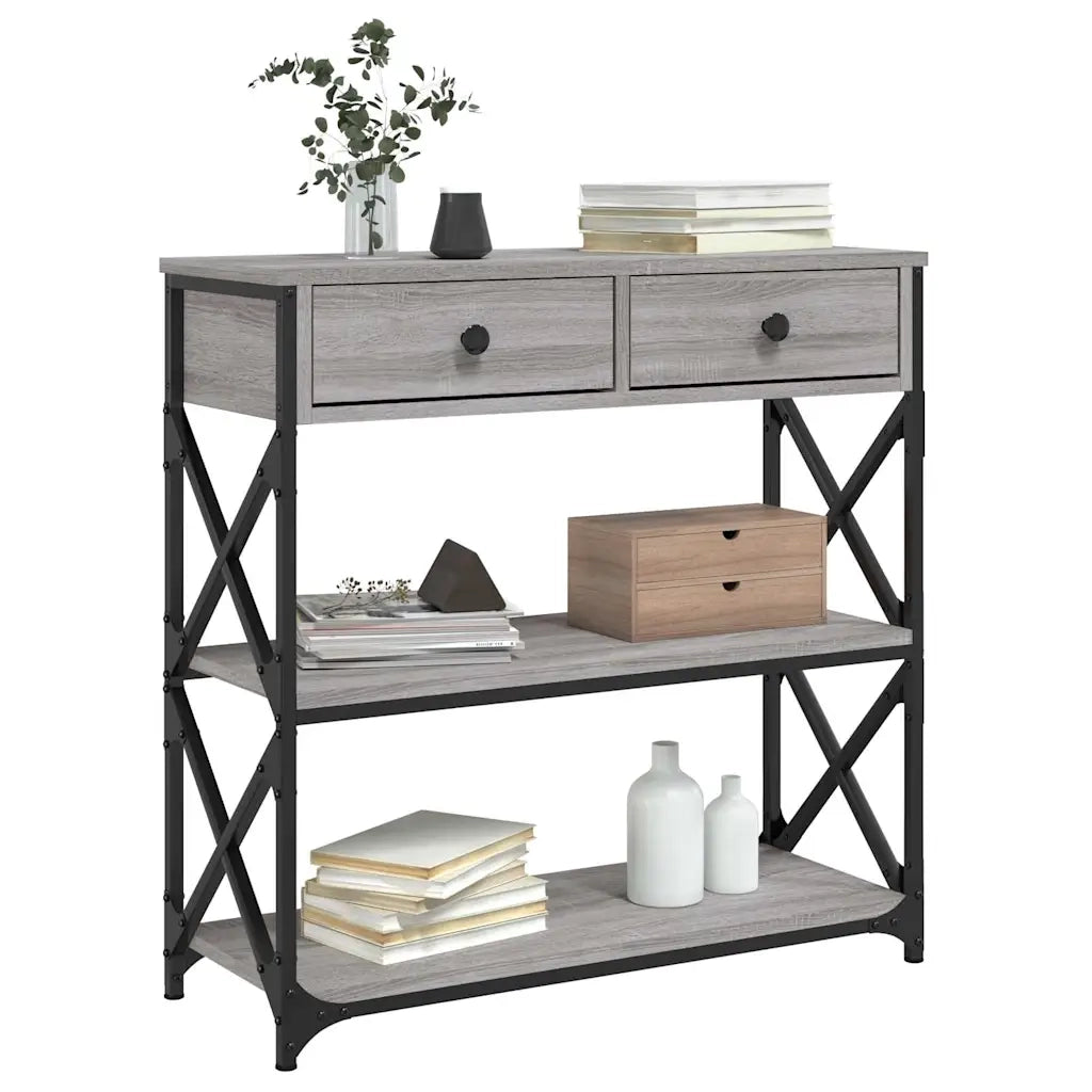 Tavolino Consolle | Tavolo d'Ingresso Grigio Sonoma 75x28x75 cm Legno Multistrato