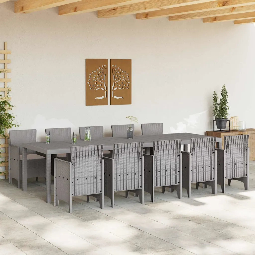 Set da Pranzo per Giardino 11 pcs Grigio chiaro Poly Rattan