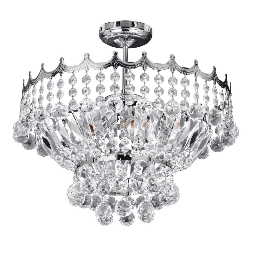 Lampadario semi-incassato Versailles 5Lt - Cromo e cristallo