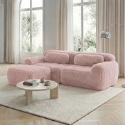 Divano Angolare 2 Posti Modulare ¨C MINIMAL ¨C Rosa, Tessuto Morbido, Cuscini