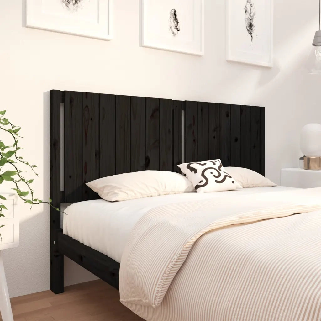 Testiera | Testata per Letto Nera 165,5x4x100cm in Legno Massello di Pino