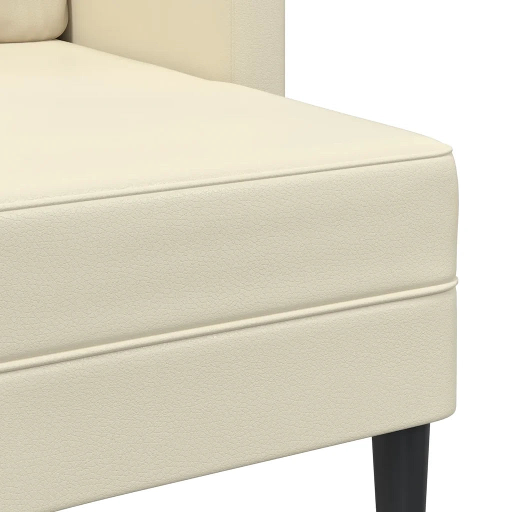 Divano 2 Posti con Chaise longue a L-Sofa 2 Posti con Chaise Crema 125 cm in Similpelle