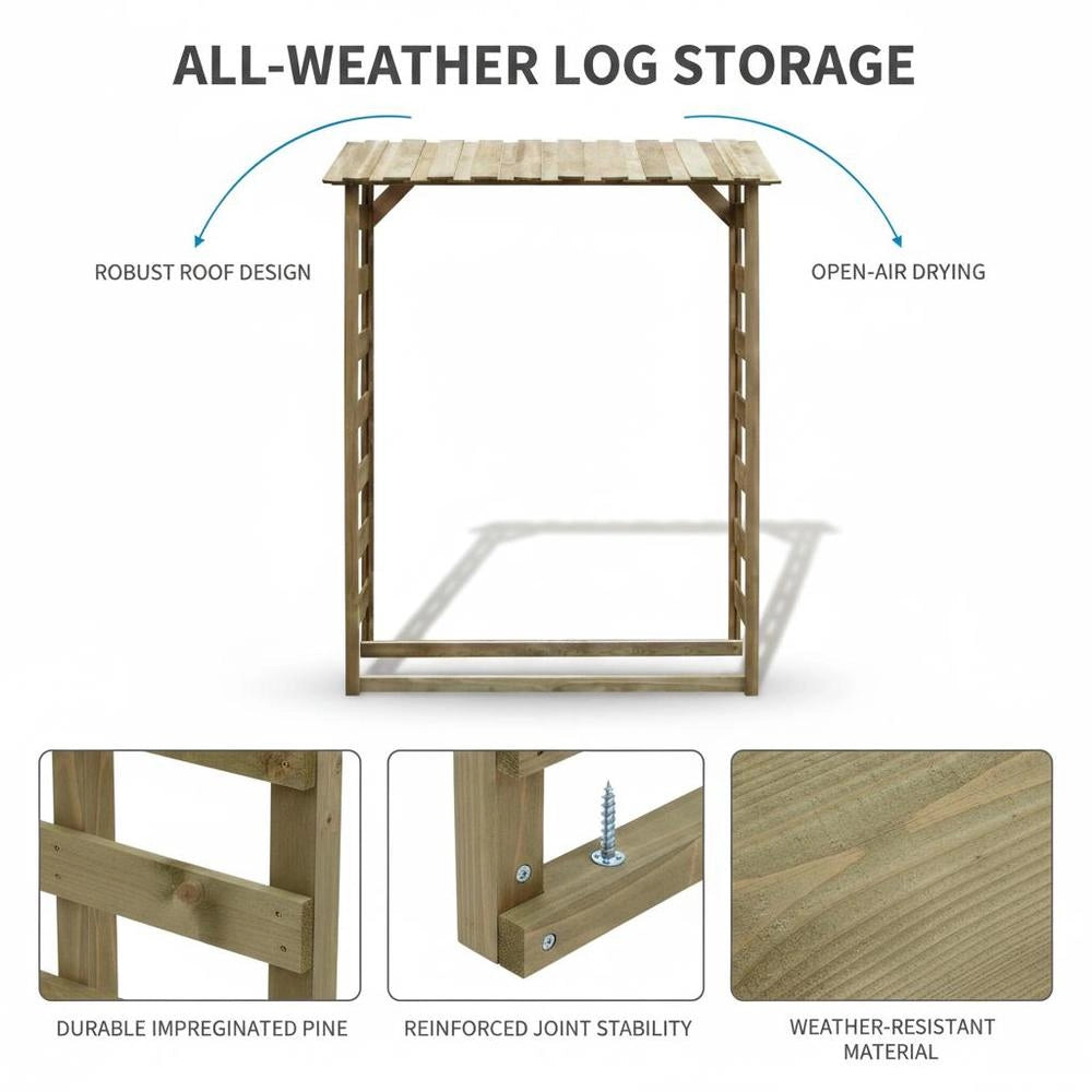 Firewood Storage Shed 150x44x176 Cm Impregnated Pine Wood
