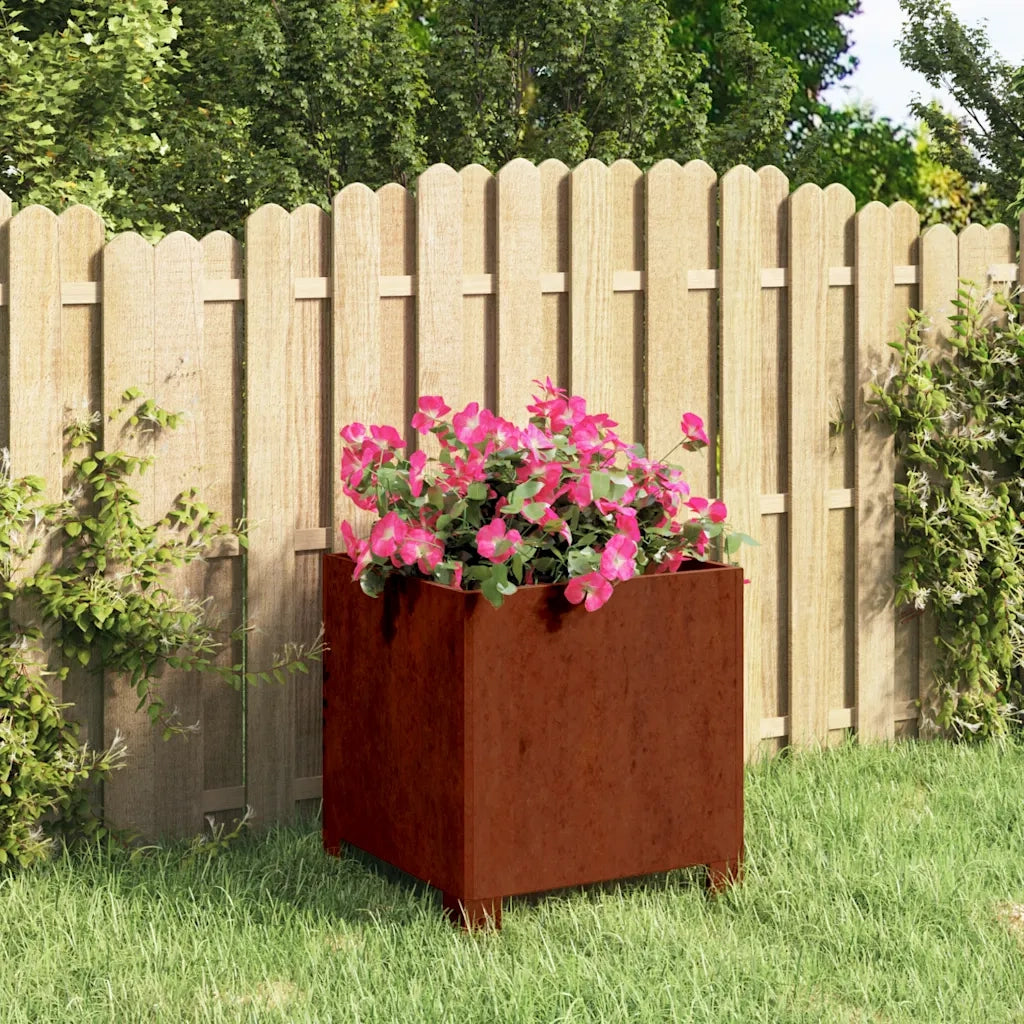 Fioriera | Cassetta per fiori | Vaso con Gambe Ruggine 30x30x30 cm Acciaio Corten