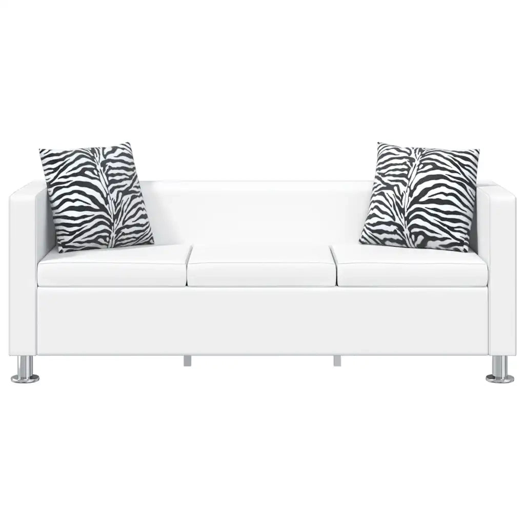 Set Divani a 2 e a 3 Posti in Similpelle Bianco  cod mxl 7702