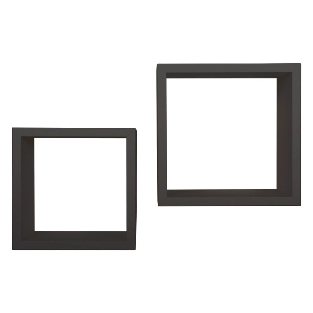 Set di 2 Mensole da Muro Modello Q-BIS MAXI, Cubi Arredo, Mensole Cubo, Cubi da Parete. Misure 35x35 p23.7 cm e 31x31 p23.7 cm. Finitura  NERO - MADE IN ITALY