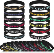 Bracciali motivazionali per bambini - 24 pezzi - con citazioni - per bambini - ideale per regali di compleanno - diametro 20 cm - bracciale in silicone