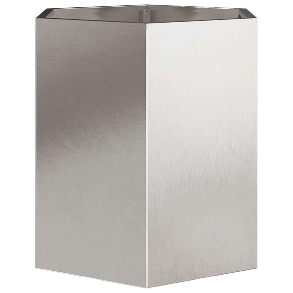 Fioriera esagonale per aiuole rialzate piante fiori terrazza giardino 46 ​​x 40 x 45 cm acciaio inox argento 02_0038647