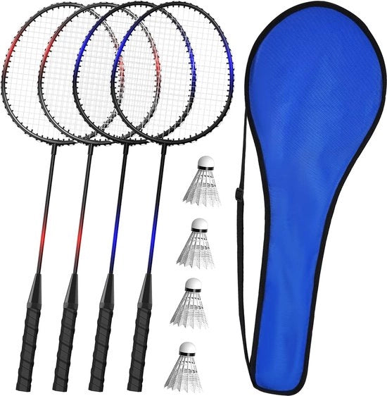 Set di racchette da badminton per 2-4 giocatori adulti bambini, leggero e stabile, comprensivo di racchette, shuttlecock e borsa da trasporto
