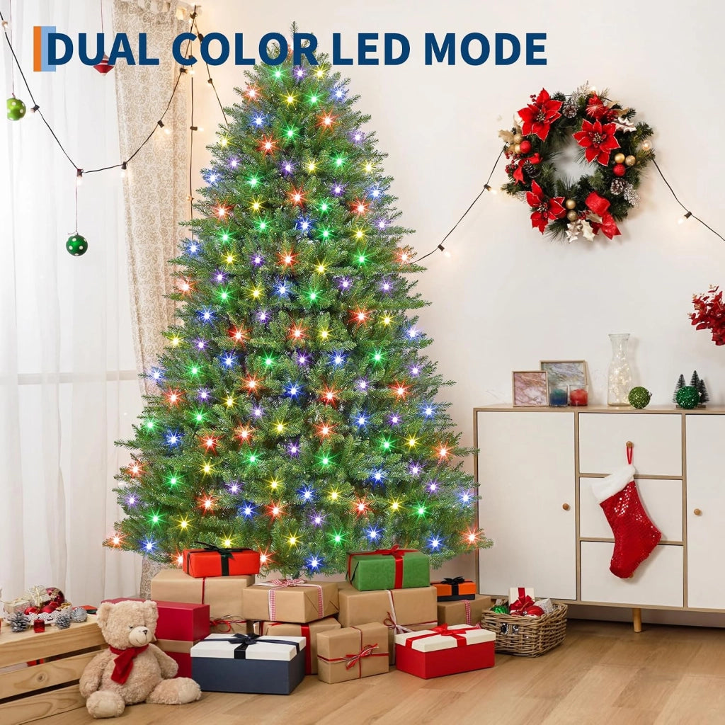 Albero di Natale Verde 135cm con 200 LED Mix PE e PVC 732 Punte e Supporto in Metallo