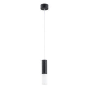 Lampada a sospensione Eliot nera tubo legno E14 Alfa