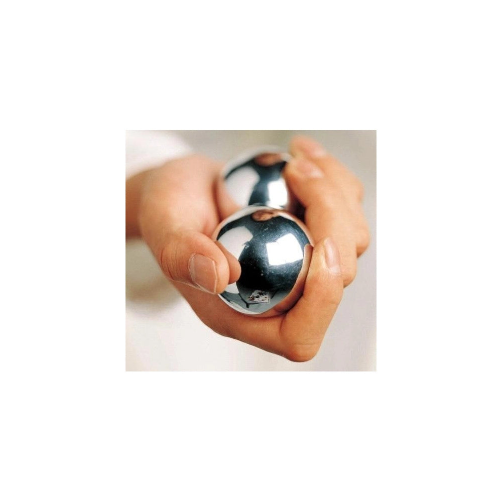 Trade Shop - 2 Sfere Cinesi In Acciaio Anti Stress Relax Massaggio Casa Spa 52 Mm Forza Mano -