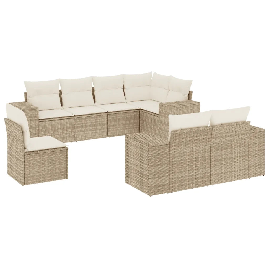 Set Divano da Giardino 8 pz con Cuscini Beige in Polyrattancod mxl 114764