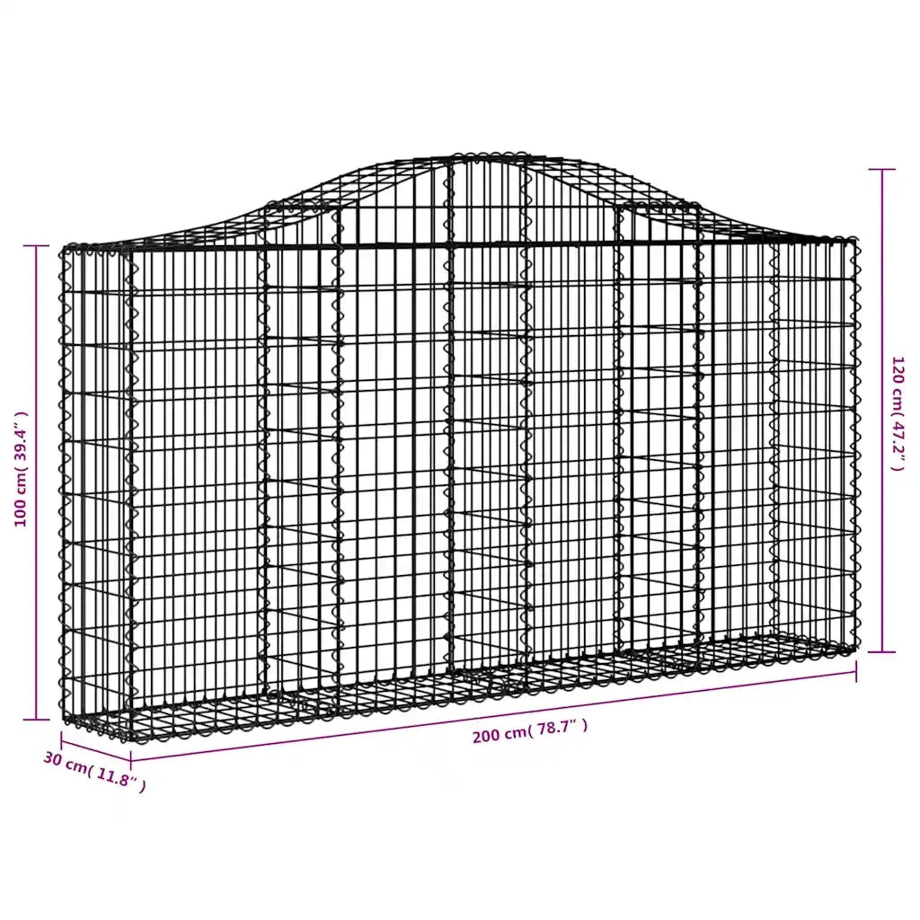 Cesti Gabbioni ad Arco 13 pz 200x30x100/120 cm Ferro Zincato 3145441