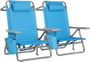 Sedia da Spiaggia Pieghevole, Leggera, Confezione da 2, Sedia Pieghevole Portatile a Zaino, Sedia da Campeggio, Reclinabile, Capacità di Carico fino a 150 kg, Sedia Pieghevole da Esterni