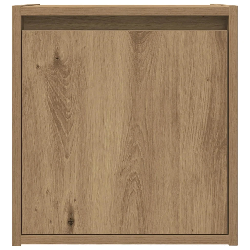 Set di 2 Comodini | Armadio da Notte | Mobiletto da notte a Muro Rovere Artigianale 38x34x40 cm