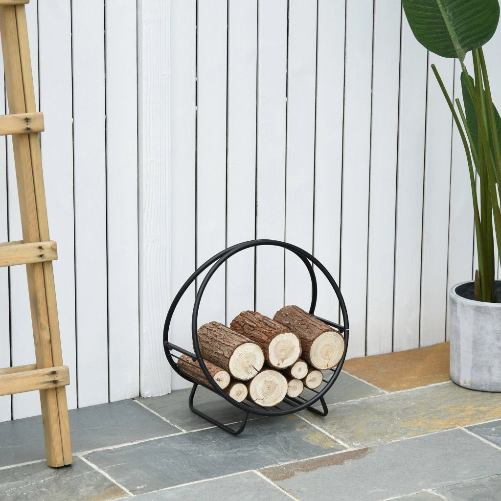 Portalegna per Camino 45x29,5x47 cm in Ferro Battuto  Nero