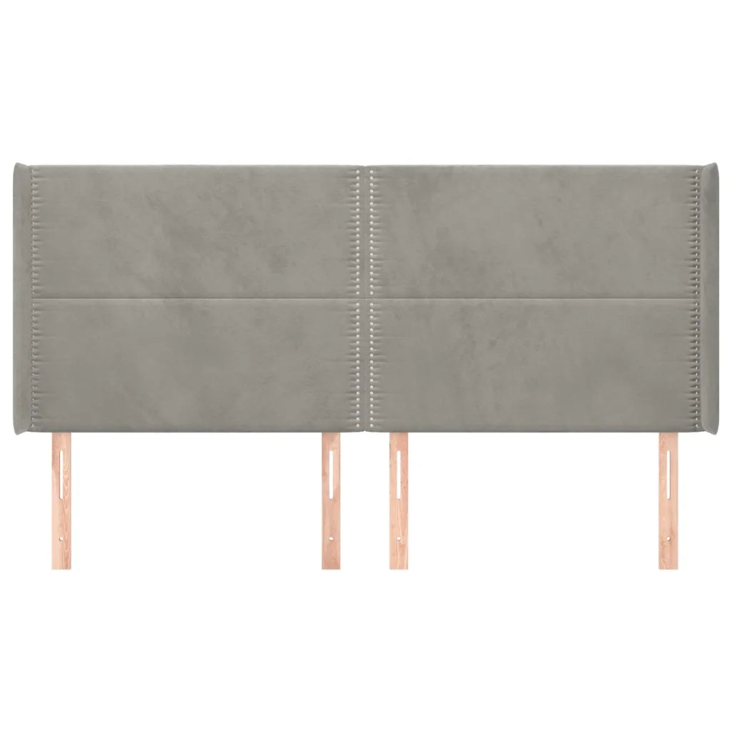 Testiera ad Orecchio Grigio Chiaro 203x16x118/128 cm in Velluto