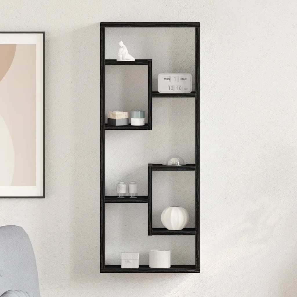 vidaXL Mensola da parete in rovere nero 36x16x90 cm in legno composito