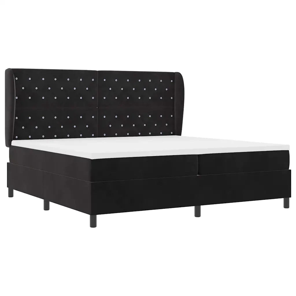Letto a molle con materasso Nero 200 x 200 cm Poliestere 3340894