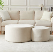 Set tavolini da caffè rotondi 2 pezzi in tessuto beige; senza montaggio; 84x28x28 cm