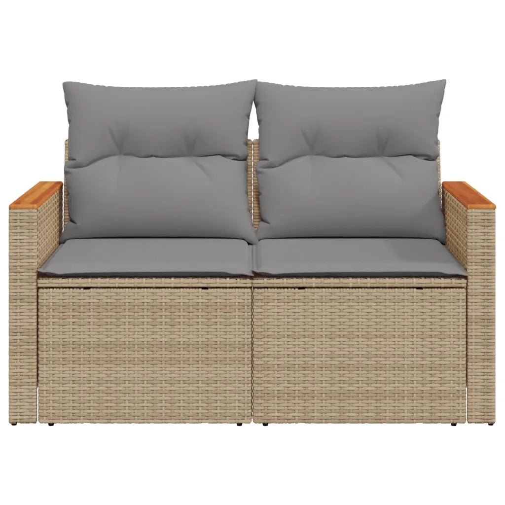 Divano da Giardino con Cuscini a 2 Posti-Sofa da giardino Beige in Polyrattan 172937
