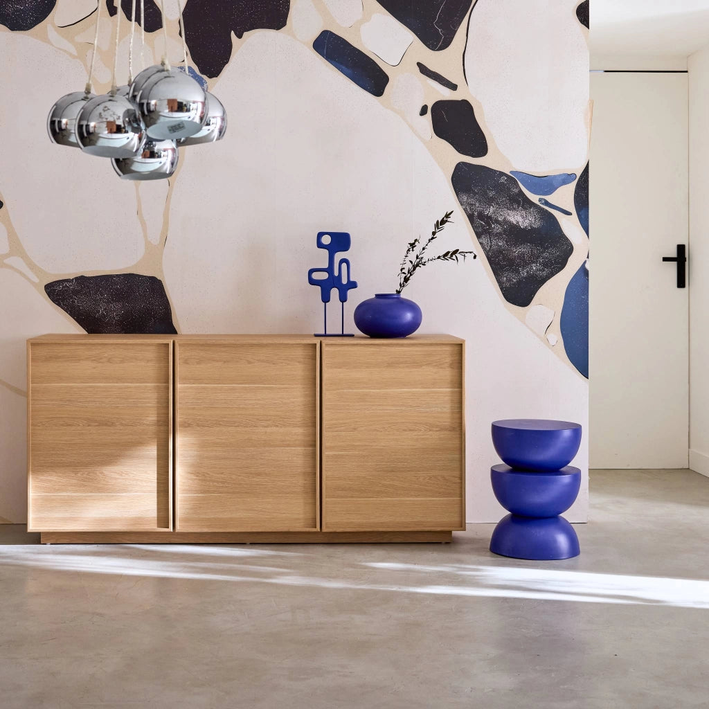 Credenza effetto legno 3 ante, 160cm, marrone naturale