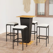 Set da Bar da Giardino 5 pz con Cuscini in Polyrattan Nero 3064850