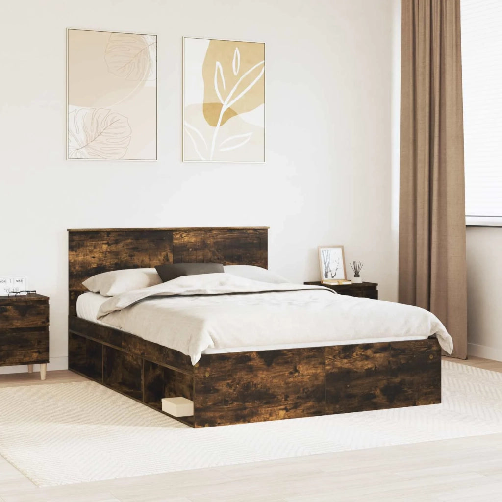 Struttura del letto Rovere fumé 135 x 190 cm Pino massello 3410613