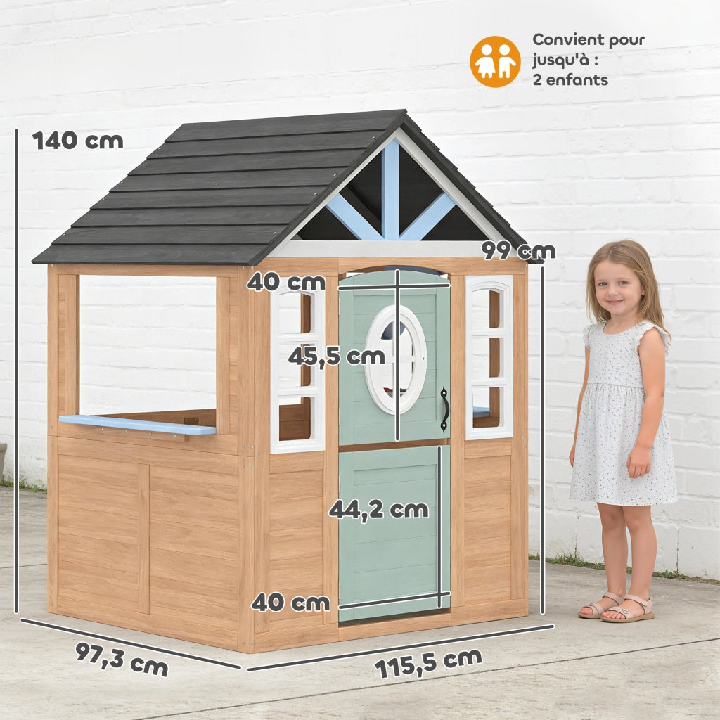 Casetta Bambini Giardino Legno con Cucina Gioco ¨C Zephmum ¨C Naturale 120x120x120