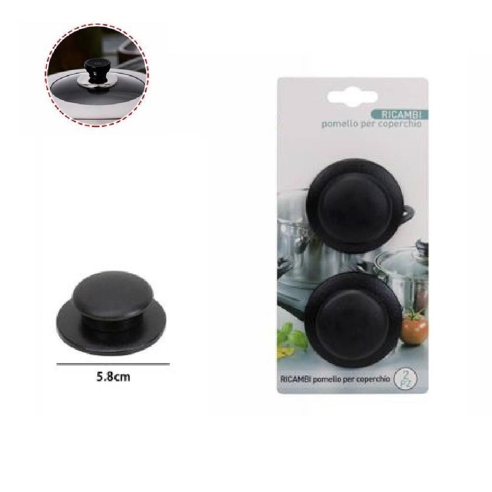 Trade Shop - Set 2 Pezzi Pomelli Per Coperchi Ricambi Universali Pentole Padelle Manici 66373 -