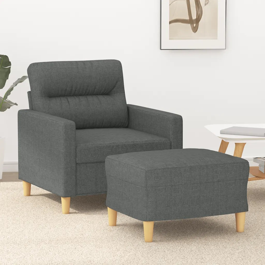 Poltrona | Sedia Relax con Poggiapiedi Grigio Scuro 60 cm in Tessuto