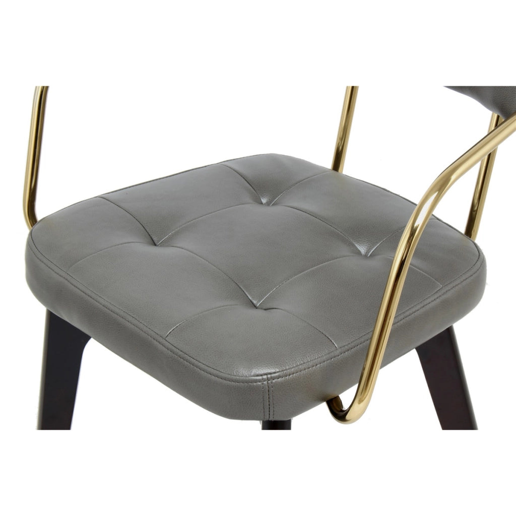 Sedia di design Manchester in ecopelle antracite e metallo oro